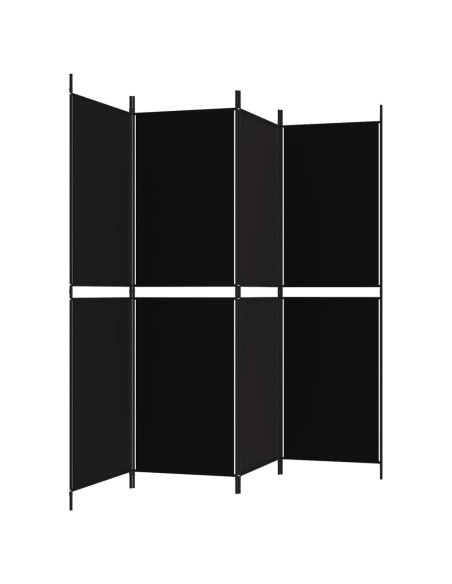 Divisorio a 4 Pannelli Nero 200x180 cm in Tessuto