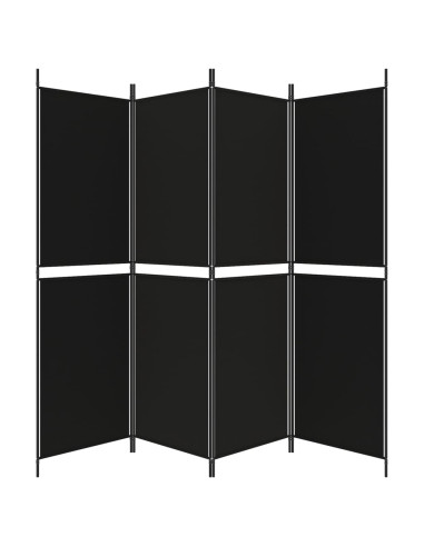 Divisorio a 4 Pannelli Nero 200x180 cm in Tessuto