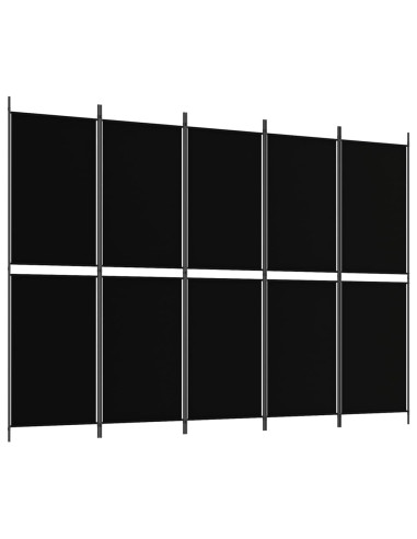 Divisorio a 5 Pannelli Nero 250x180 cm in Tessuto