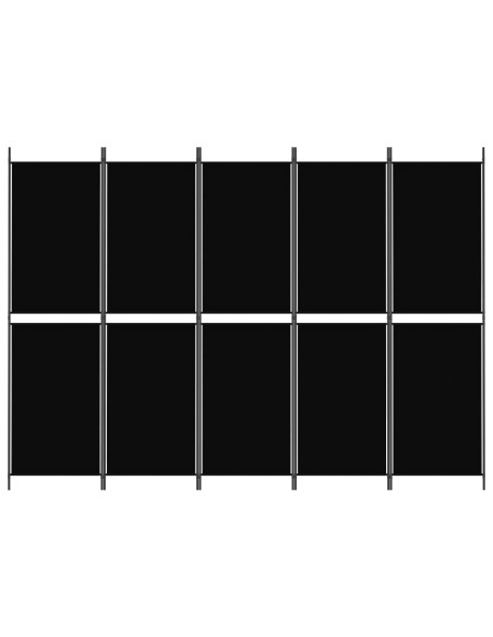 Divisorio a 5 Pannelli Nero 250x180 cm in Tessuto