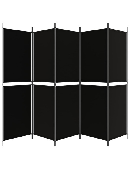 Divisorio a 5 Pannelli Nero 250x180 cm in Tessuto