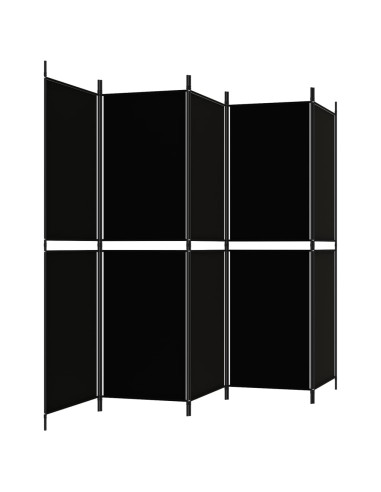 Divisorio a 5 Pannelli Nero 250x180 cm in Tessuto