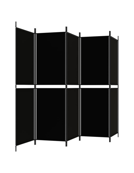 Divisorio a 5 Pannelli Nero 250x180 cm in Tessuto