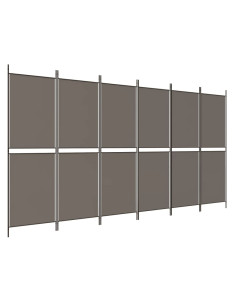 Divisorio a 6 Pannelli Antracite 300 x 180 cm Tessuto