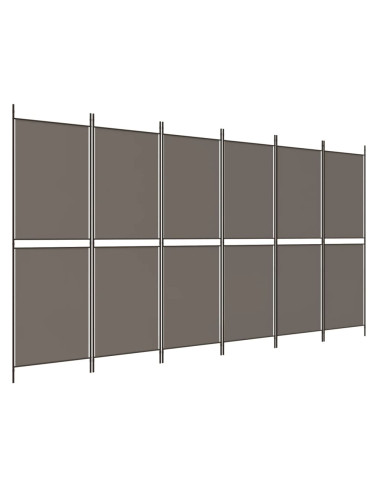 Divisorio a 6 Pannelli Antracite 300 x 180 cm Tessuto