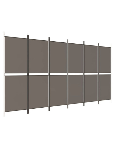 Divisorio a 6 Pannelli Antracite 300 x 180 cm Tessuto