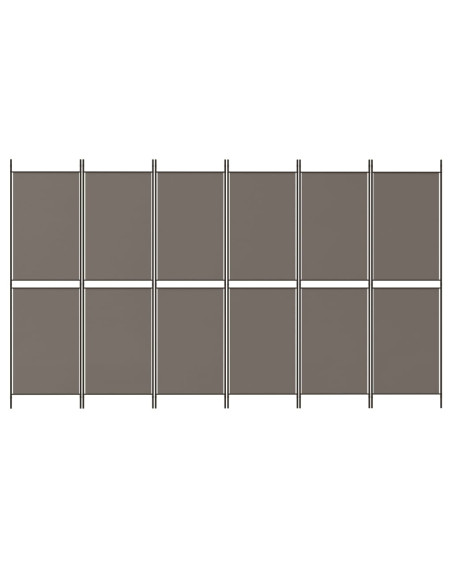 Divisorio a 6 Pannelli Antracite 300 x 180 cm Tessuto