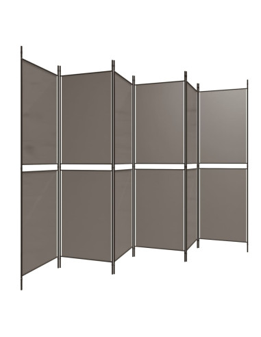 Divisorio a 6 Pannelli Antracite 300 x 180 cm Tessuto