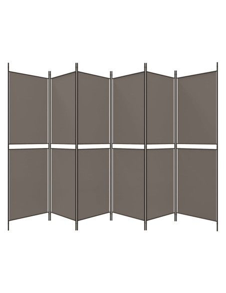 Divisorio a 6 Pannelli Antracite 300 x 180 cm Tessuto