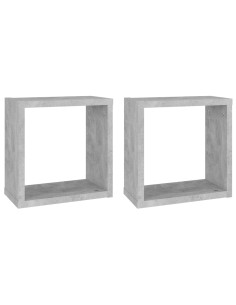 Mensole Parete a Cubo 2 pz Grigio Cemento 30x15x30 cm