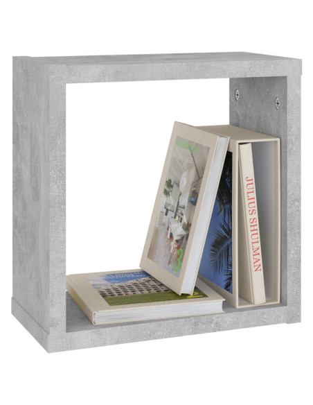 Mensole Parete a Cubo 2 pz Grigio Cemento 30x15x30 cm