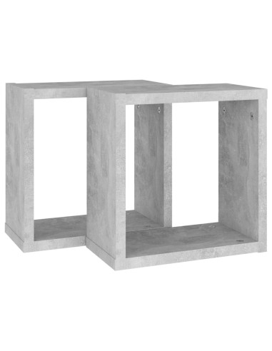 Mensole Parete a Cubo 2 pz Grigio Cemento 30x15x30 cm