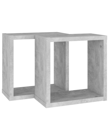 Mensole Parete a Cubo 2 pz Grigio Cemento 30x15x30 cm