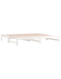 Dormeuse Estraibile Bianca 2x(80x200) cm Legno Massello di Pino 2