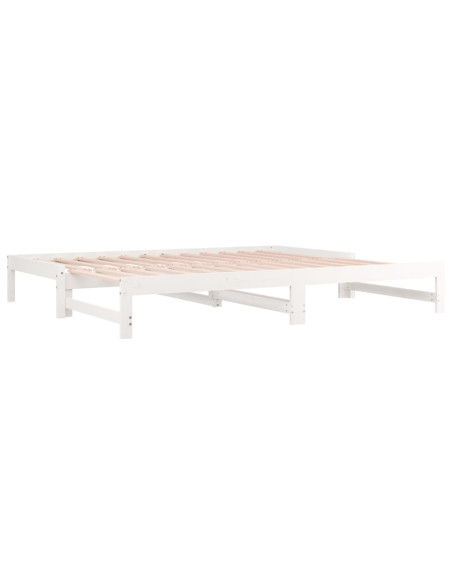 Dormeuse Estraibile Bianca 2x(80x200) cm Legno Massello di Pino