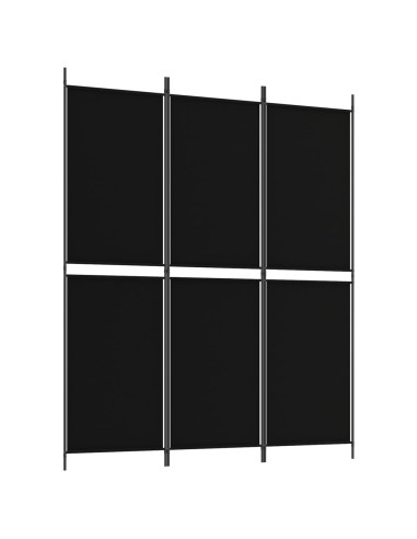 Divisorio a 3 Pannelli Nero 150x180 cm in Tessuto