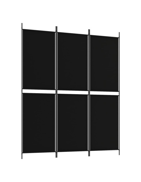 Divisorio a 3 Pannelli Nero 150x180 cm in Tessuto