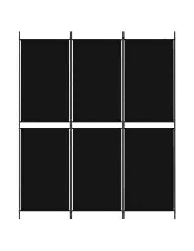 Divisorio a 3 Pannelli Nero 150x180 cm in Tessuto