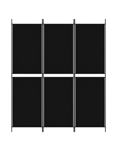 Divisorio a 3 Pannelli Nero 150x180 cm in Tessuto