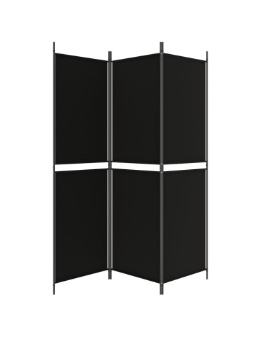 Divisorio a 3 Pannelli Nero 150x180 cm in Tessuto