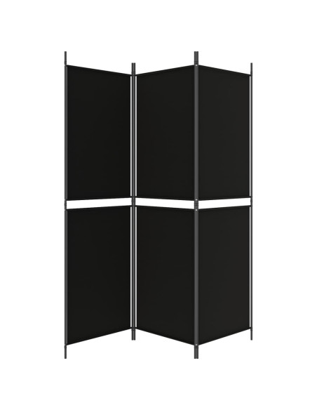 Divisorio a 3 Pannelli Nero 150x180 cm in Tessuto
