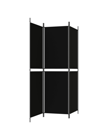 Divisorio a 3 Pannelli Nero 150x180 cm in Tessuto