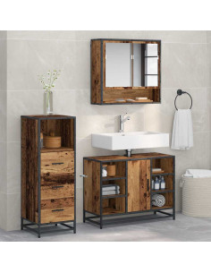 Set di mobili per il bagno 3 pcs Legno vecchio 80 x 33 x 60 cm