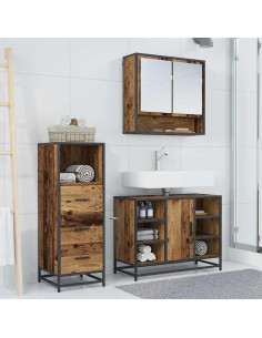 Set di mobili per il bagno 3 pcs Legno vecchio 80 x 33 x 60 cm 2
