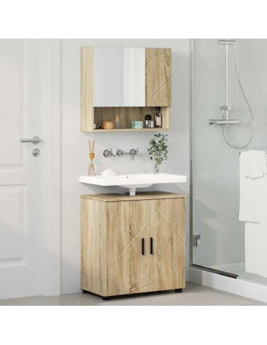 Set di mobili per il bagno 2 pcs rovere sonoma 61 x 35 x 64 cm