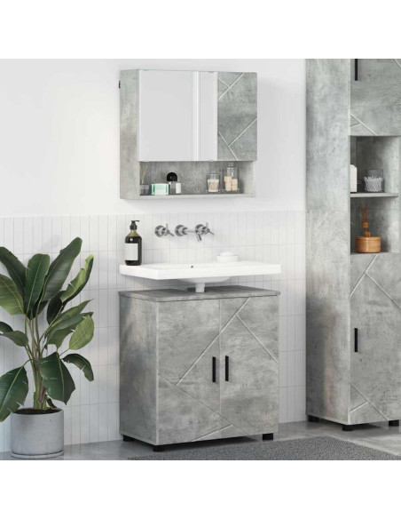 Set di mobili per il bagno 2 pcs Grigio cemento 61 x 35 x 64 cm