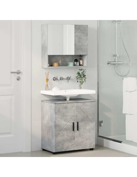 Set di mobili per il bagno 2 pcs Grigio cemento 61 x 35 x 64 cm