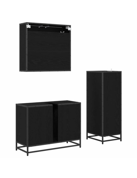 Set di mobili per il bagno 3 pcs Rovere nero 80 x 33 x 60 cm