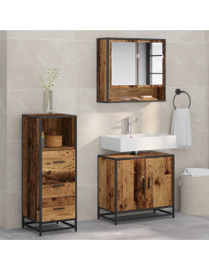 Set di mobili per il bagno 3 pcs Legno vecchio 65 x 33 x 60 cm