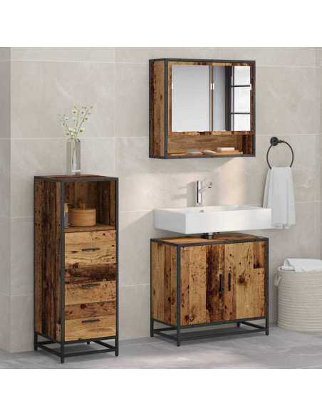 Set di mobili per il bagno 3 pcs Legno vecchio 65 x 33 x 60 cm