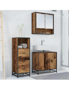 Set di mobili per il bagno 3 pcs Legno vecchio 65 x 33 x 60 cm 2