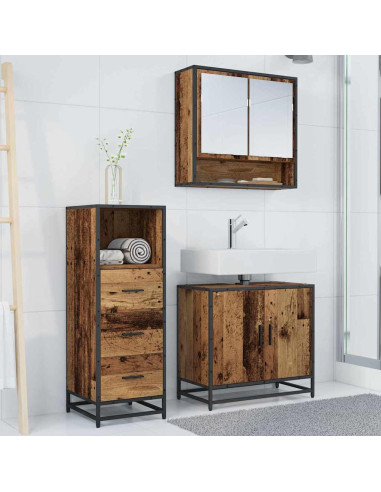 Set di mobili per il bagno 3 pcs Legno vecchio 65 x 33 x 60 cm