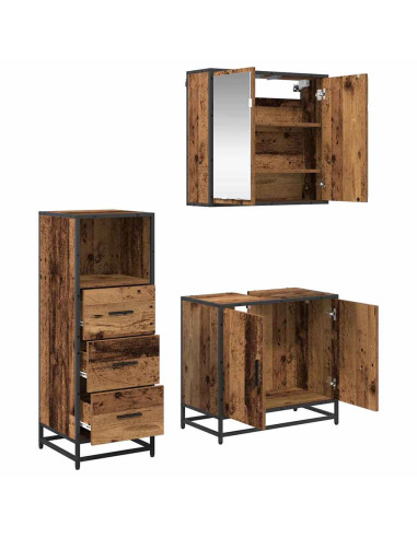 Set di mobili per il bagno 3 pcs Legno vecchio 65 x 33 x 60 cm