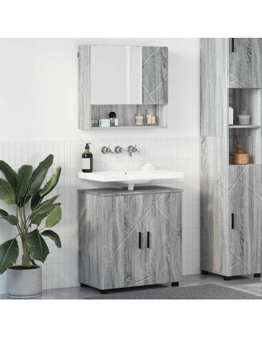 Set di mobili per il bagno 2 pcs Grigio sonoma 61 x 35 x 64 cm