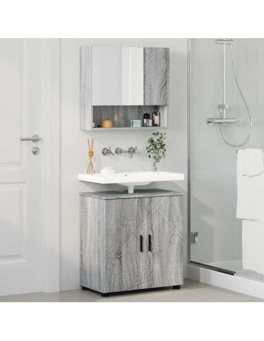 Set di mobili per il bagno 2 pcs Grigio sonoma 61 x 35 x 64 cm