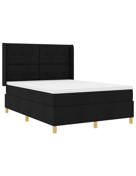 Letto a Molle con materasso Nero 160 x 200 cm Tessuto