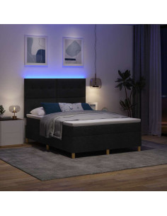 Letto a molle con materasso Nero 160 x 200 cm Tessuto