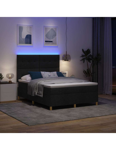 Letto a molle con materasso Nero 160 x 200 cm Tessuto