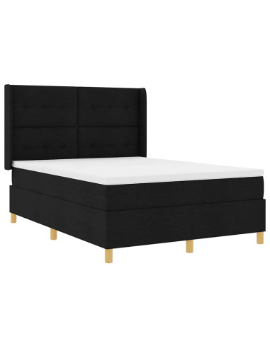 Letto a molle con materasso Nero 160 x 200 cm Tessuto