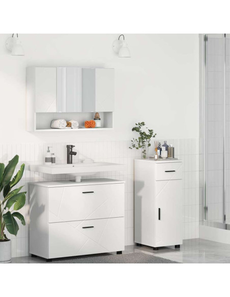 Set di mobili per il bagno con cassetto con porta 3 pcs Bianco