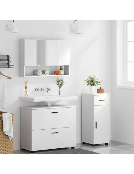 Set di mobili per il bagno con cassetto con porta 3 pcs Bianco