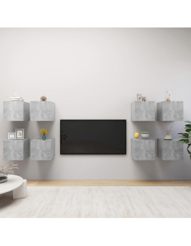 Mobili Porta TV a Parete 8 pz Grigio Cemento 30,5x30x30 cm