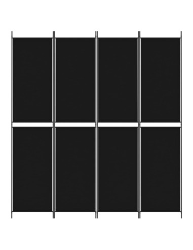 Divisorio a 4 Pannelli Nero 200x220 cm in Tessuto