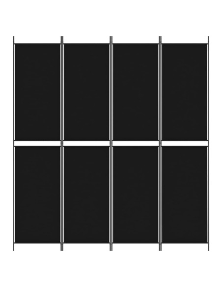 Divisorio a 4 Pannelli Nero 200x220 cm in Tessuto