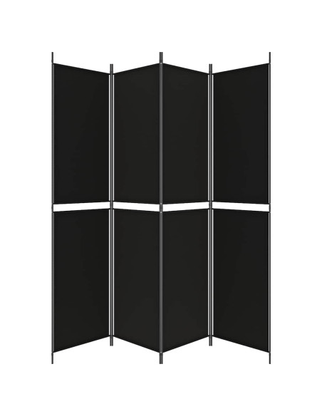 Divisorio a 4 Pannelli Nero 200x220 cm in Tessuto
