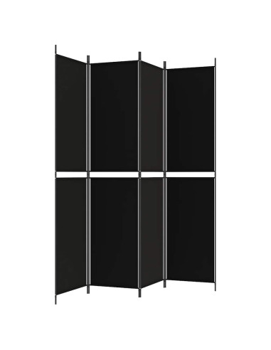 Divisorio a 4 Pannelli Nero 200x220 cm in Tessuto
